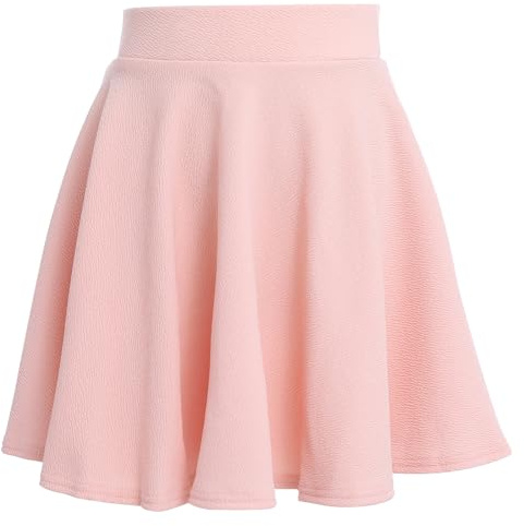 tanzdunsje Mini Jupe pour Filles, Taille Extensible, décontractée, évasée, plissée, Unie, Jupe Patineuse