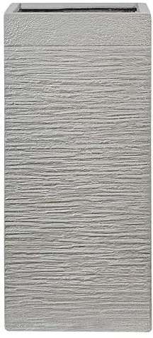 Beliani Grande Jardinière Haute Terre Cuite Décor Intérieur Extérieur 33x33x70 cm Gris Clair Dion