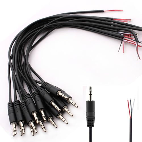 RUNCCI-YUN 15Pcs 3,5mm Klinkenbuchse, Klinkenstecker 3.5mm TRS 3pol audio stecker zum löten 3.5mm mini stereo klinkenstecker Cable for Repairing Audio Kopfhörer Cables(30 cm)