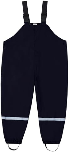 Happy Cherry - Pantalones de Lluvia con Peto Mono Ropa Impermeable Unisex Pantalón Impermeables con Tirantes de Barro para Al Aire Libre Día lluvioso Jugando en Barro - 4-5 Años - Azul