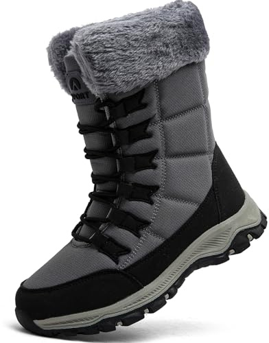 VTASQ Botas de Nieve para Mujer Botines de Invierno Impermeable Forradas Calientes Boots Zapatos Outdoor Ultraligero Antideslizante Gris 39EU
