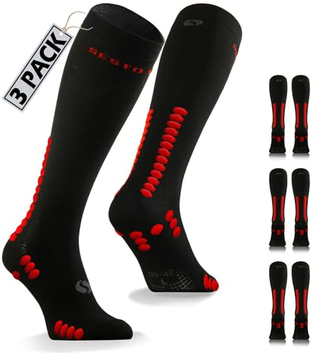 sesto senso 3 Paar Kompressionsstrümpfe Sport Bunte Hohe Sportsocken Wadensocken Laufsocken