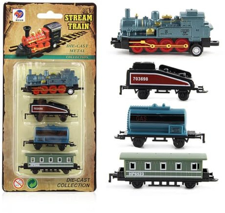Ghzste Mini aleación retro tren de vapor juguete kit de simulación de retirada simulación de vapor modelo de tren de vapor para niños y niñas regalos (C)