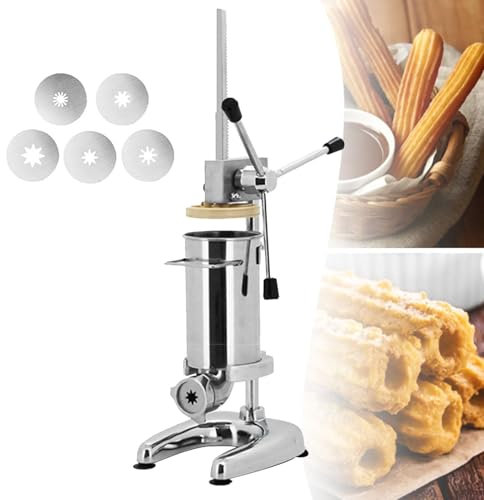 KJHYYPP Máquina Manual para Hacer Donuts en español, 2L/3L, 5 Tipos de moldes, máquina española de Acero Inoxidable para restaurantes y panaderías, 3L (2L)