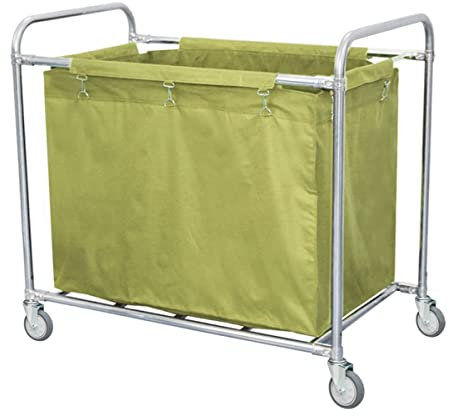 Wäschesortierer mit Griff und abnehmbaren Beuteln, robuster Edelstahl-Wäschekorb mit Rollen und Trolley für Zuhause, Hotel