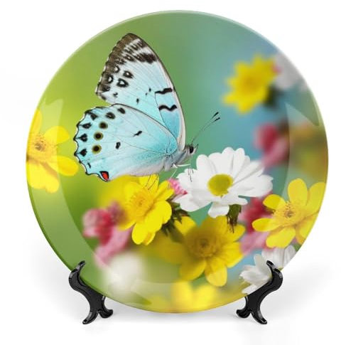 HETVBNS Assiette décorative en porcelaine anglaise avec support de présentation - Décoration murale - 20,3 cm