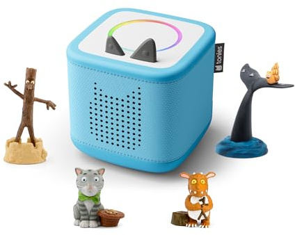 Toniebox 2 Audio Player Julia Donaldson Bundle for Kids 3+ with Stick Man, Snail and Whale, Gruffalo’s Child, and Tabby McTat -Sky Blue