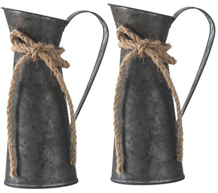 PRETYZOOM 2piezas Cubos De Flores De Hierro y Bronce Florero Vintage Decorativo Cubo Galvanizado para Latas De Leche para Salón o Jardín