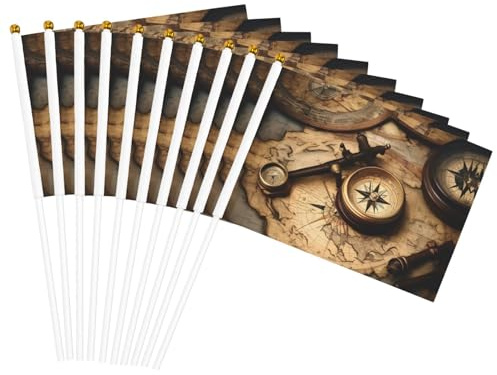 Boussole et carte du monde ancien, drapeaux légers, pour fête, défilé, événements, festivals, décoration