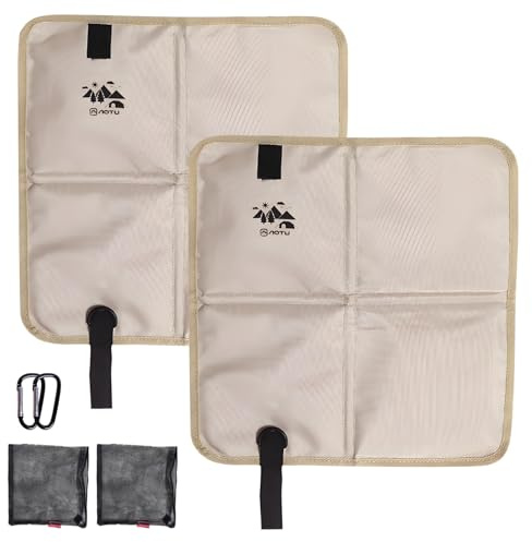 LynsaTac 2 Pack Waterproof Seat Cushion, Portable Folding Oxford Mat for Camping Hiking Fishing - Moisture Proof Picnic Pad with D Clip & Net Bag (Khaki, 2 PC)