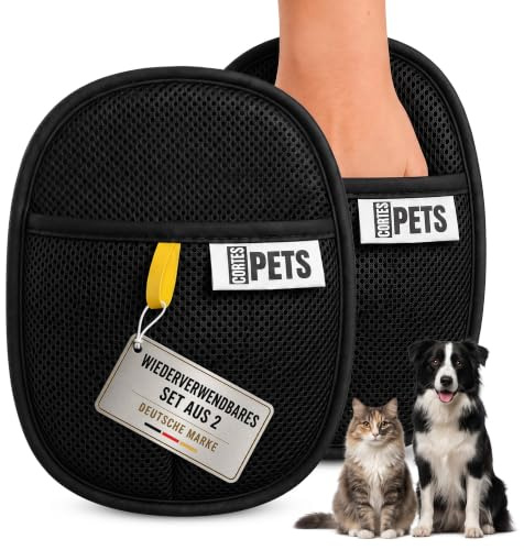 CORTES PETS Tierhaarentferner Handschuh 2 Stück – Katzenhaarentferner - Fell Magnet Handschuh für Hunde und Katzen – Hundehaare entfernen von Sofa, Teppich & Kleidung – Pet Hair Remover Glove