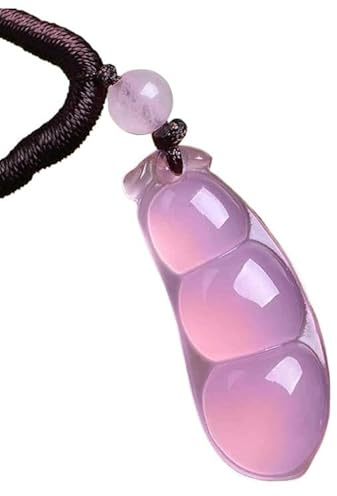 Collane da Donna, Ciondolo con Collana di Fagioli Verdi in Giada Naturale e Agata di Rosa