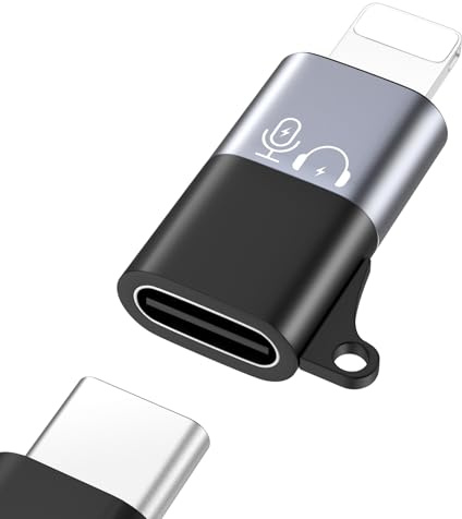 MoKo Adaptateur pour DJI Mic Mini USB C vers Lighting, Adaptateur Lightning vers USB C Audio pour iPhone 14/13/12/11/Récepteur Microphone sans Fil, Support de Charge, Earpods - 1 Pièce