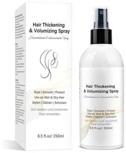 Hair Thickening Spray, Volume Spray, Root Touch Up Spray for Fuller and Thicker Hair, Non-sticky, Anti-Frizz, Flat, Thin, Limp and Normal Hair, 250ml/8.5fl oz