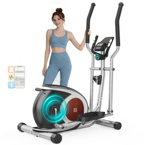 YONISEE Crosstrainer für Zuhause mit 6 KG Schwungmasse bis 130 KG | Magnetischer Ellipsentrainer mit 16‑stufigem Magnetwiderstand, LCD-Display mit Bluetooth-App, Leises Indoor-Trainingsgerät