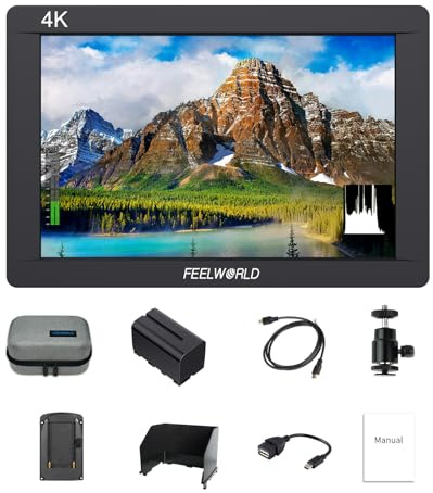 FEELWORLD FW703 Tums Kamerafältskärm 7 Tums FHD 1920x1200 IPS kamera Monitor med 3G-SDI&4K HDMI Ingång och Loop-Utgång,3D LUT,Peak Focus DSLR Video Assist,HDR Vågform,Rec.709 Färgstandard