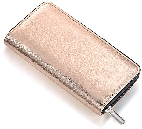 Porte-Monnaie pour Femme Doux métallisé avec Fermeture éclair Portefeuille Or Argent Or Rose ou Gris 20 x 10 x 2,5 cm