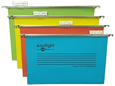 Eastlight Premium Suspension Files [ Pack 25 ], Foolscap, Filing Cabinet. with Tabs and Inserts. 100% Recycled Manilla. Made in The UK, **Please Check Size Required**