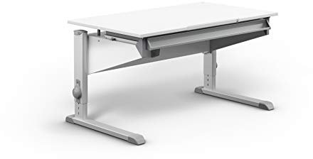 Moll Sprinter Kinderschreibtisch höhenverstellbar | mitwachsend, ergonomisch & neigbar für aufrechtes Sitzen | ideal für Schulkinder | Schreibtisch weiß optional mit Schublade | Made in Germany