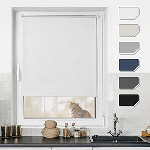 BondFree Verdunkelungsrollo Klemmfix Thermorollo ohne Bohren,95x150cm(BxH) Weiß, Sonnenschutz& Hitzeschutz Rollos für Fenster und tür