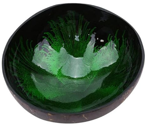 Cuenco de coco natural creativo, cuenco de almacenamiento de adorno creativo de tinta, respetuoso con el medio ambiente, sección de almacenamiento de fideos para sopa y ensalada, cuenco de coco, 1 ud.