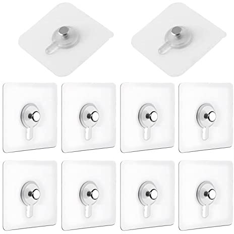 10 Pezzi Gancio Viti Autoadesive, Appendi Quadri Senza Chiodi, Ganci Adesivi Trasparenti Impermeabile, per Appendere Quadri, Foto, Pittura, Orologio, No Foratura