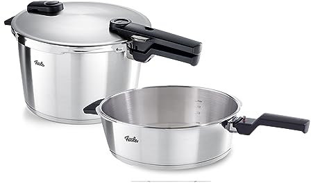 Fissler Vitaquick Premium/Schnellkochtopf-Set, 2-teilig Ø 26 cm (1 Schnellkochtopf 8 L, 1 Schnellbratpfanne 4 L) – Induktion