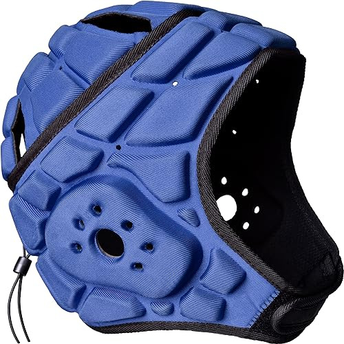COOLOMG Casque de protection de tête pour enfant - Sport - Entraînement - Rugby - Football - Gardien de but - Protection de la tête - Soutien réglable - Bleu marine