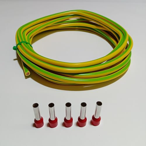 Event-Kabel&more-Set Erdungskabel 10mm² - Grün/Gelb - H07V-K - Erdungsleitung Aderleitung feindrähtig flexibel (5-100m) inkl. 5 Aderendhülsen (10 Meter)