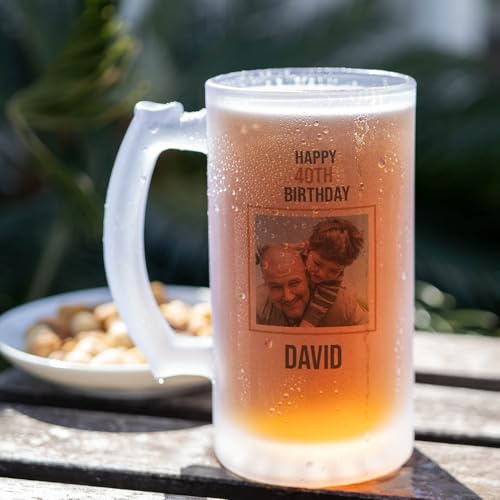 Wanapix | Bierglas Personalisiert mit Foto und Text | Bierkrüge | Milchglas bedrucken | 500 ml | Bierkrüge zum Verschenken | Geburtstag