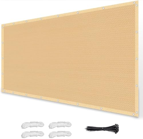 Sonnensegel Wasserdurchlässig Rechteckig, HDPE Gewebe [Nach Mass] 95% UV-Schut, Sonnenschutz Balkon Terrasse, Markisenstoff Reißfest, für Terrassendach, Wintergarten 1x2m Beige