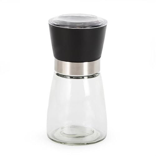 Set di 6 macinaspezie manuale con meccanismo in vetro regolabile, 180 ml, macinino a mano completamente automatico. Per macinare pepe, peperoni, sale grosso, cumino