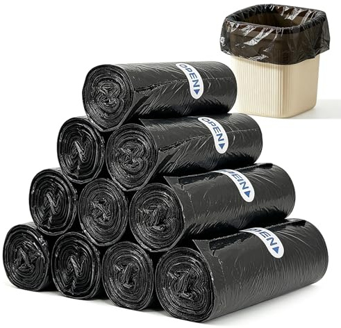Sadocom 3L små sopsäckar, 300 stycken, 30 x 35 cm, soptunnor för mini skrivbordskorg, badrum kontor bil soppåsar, matavfallspåsar, svart