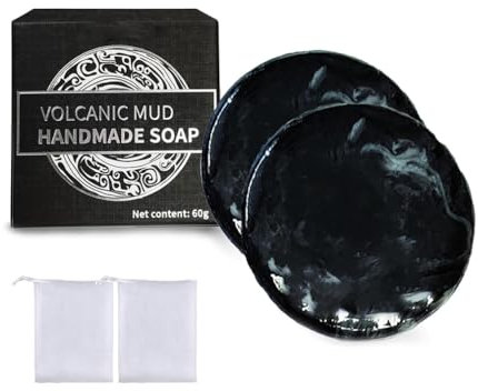 Ballboyz Face Soap, Ballboyz Gesichtsseife, Seife Aus Natürlichem Vulkanschlamm, Ballboyz Seife Gesichtspeeling, Schwarze Seife mit Luftpolsternetz für Herren Damen (2 Stück)