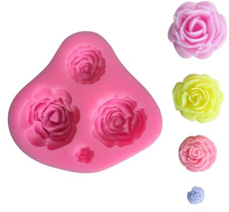 Epoxidharz-Formen, 6,5 x 6,5 cm, Blumenblüte, Rosenform, Silikon, Fondantform, 3DCake-Form, Cupcake-Form, Gelee, Süßigkeiten, Kuchendekoration, Backwerkzeug