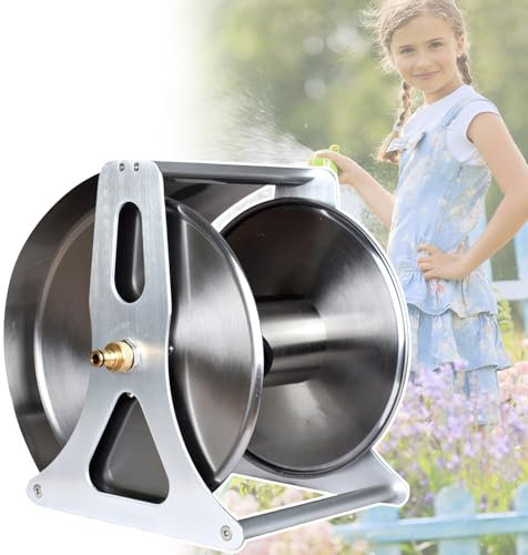 HCAUYNN Wandmontierter Gartenschlauchaufroller Aus Metall, Professioneller BewäSserungsschlauchaufroller, Bodenmontierter Metallschlauchaufroller