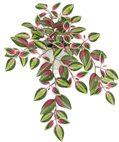 Oairse Small Faux Plants Indoor Artificial Potted Silk Plants Fake Watermelon Peperomia Trailing Vine Plant for Home Office Bathroom Table Shelf Mantle Modern Decoration