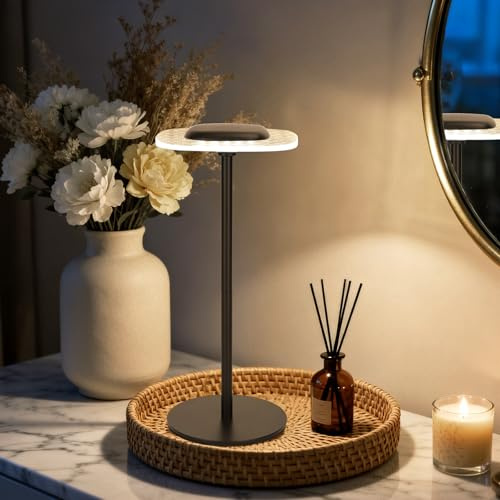 Aigostar Lámpara de Mesa Táctil, Lámpara de Mesita de Noche Inalámbrica con RGB + Luz Cálida 3000K, Brillo Regulable, Lámpara de Ambiente Recargable USB para Dormitorio, Restaurante (Cuadrada)