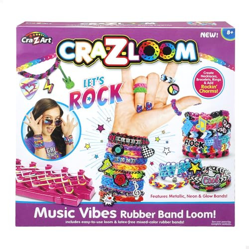 ColorBaby Cra-Z-Art Webstuhl für die Herstellung von Gummiarmbändern, Armbandmaschine, enthält 600 bunte Gummibänder und Perlen, Bastelset für Mädchen, elastisches Armband, 8 Jahre