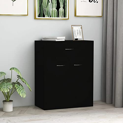 Hovothy Armoire d'appoint - Armoire de rangement moderne en matériau dérivé du bois - Armoire de rangement - Armoire de couloir - Design élégant et classique - Noir - 60 x 30 x 75 cm