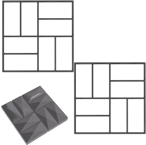SUBTLETY Pflasterform DIY Gehweg Form Pflasterstein Gehwegplatten Pflastermacher Gießen Beton Schablone zur Herstellung von Garten Trittsteine, Pflastersteine, Terrassenplatten (Motive D, 2 Stück)