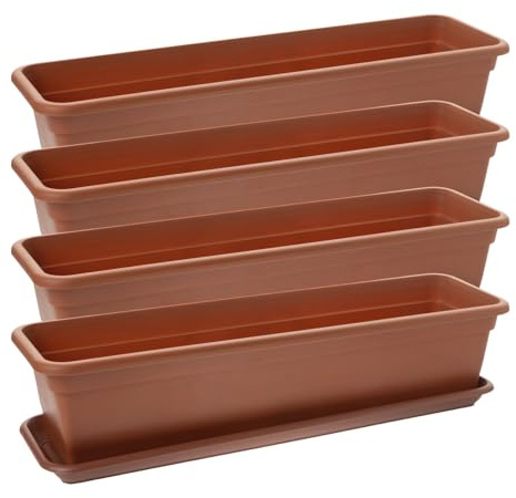Centi Style méditerranéen : lot de 4 jardinières en terre cuite de 60 cm - Votre balcon à l'aspect Toscane !
