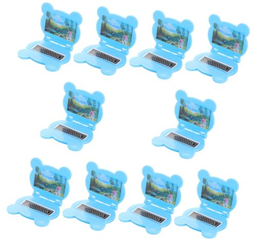 Yardwe 10pcs Mini Computer Laptop Mini Dollhouse Accessories Play Computer Dollhouse Furniture Mini Furniture for Dollhouse Miniature Computer Mini Dollhouse Accessory Plastic Blue
