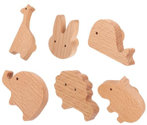 DIYEAH 6stücke Schrankknöpfe Holz Tier Design Kommoden Türknöpfe Schublade Möbel Zieht Für Küche Und Wohnzimmer Schranktürknöpfe