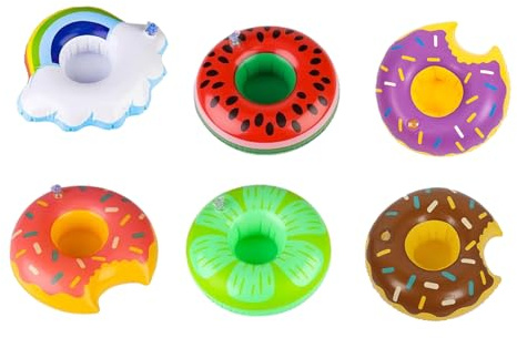 6 Pezzi Portabevande Gonfiabile,Gonfiabili Piscina Portabicchieri,Portabevande Galleggiante Per La Festa In Piscina,Porta Bicchieri Per Piscina Con Pompa Di Aria,Per Pompa Per Biciclette,Kiuiom