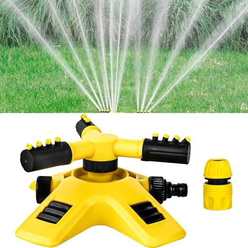 Garden Sprinklers for Lawns, Automatic Lawn Sprinkler with 3 Adjustable Arms,360 Degree Rotating Gardern Sprinkler Irrigation System for Watering Your Lawn Plants Flowers Veggies(1 PCS)