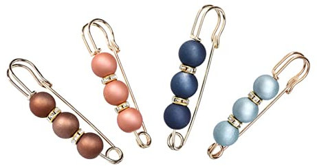 Homoyoyo Set 4 Pezzi Spille Decorative per Abbigliamento Donna, Fermapantaloni in Lega e Plastica, Regolatore Vita Elastica, Protezione da Graffi per Pantaloni e Sciarpe