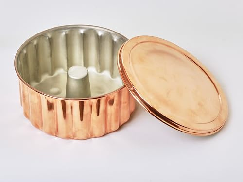 Ardosia Kupfer Flan-Form mit Deckel – Handgefertigt – Ø18 cm – Innen verzinnt – Dichtschließender Deckel – Gleichmäßige Hitzeverteilung – Ideal für Wasserbad