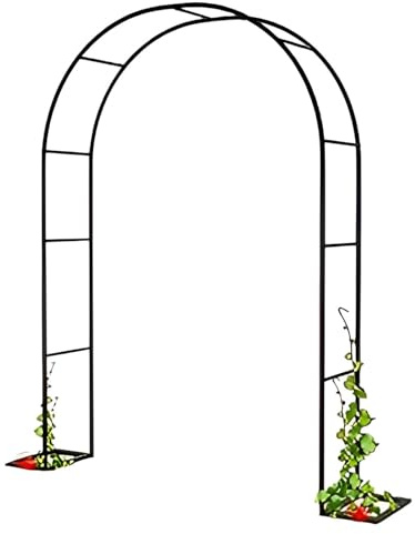 Arche de jardin en métal pour plantes grimpantes, décoration de mariage – Treillis extérieur 180 x 220 x 40 cm en acier noir durable, parfait pour les vignes et les fleurs