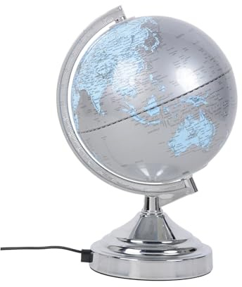 Corep Globe terrestre métal silver MUNDO D20cm - pivotant - tactile - invitation au voyage